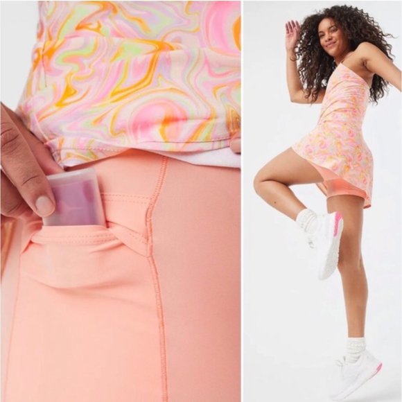 NEW NWT OUTDOOR VOICES The Exercise Dress In Pink Marble Built In Shorts Size M - Picture 3 of 10